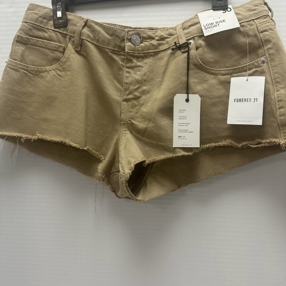 Forever 21 Women's Low Rise Mini Shorts Khaki Size 30 Y2K